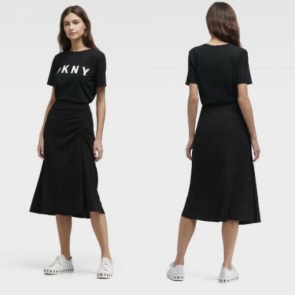 DKNY Foundations Black Ruched Skirt $79 - Picture 3 of 4